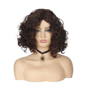 Parrucca corta parrucche sintetiche ricci per biondo misto marrone acconciatura africana parrucche da donna capelli Cosplay 2 colori