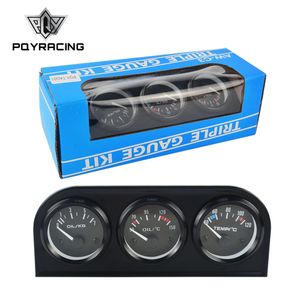 52mm Triple kit Oil Pressure Gauge & Water Temp Gauge & Oil Temp Gauge or Volt meter with Sensor 3in1 Car Meter PQY-TAG01/02/03