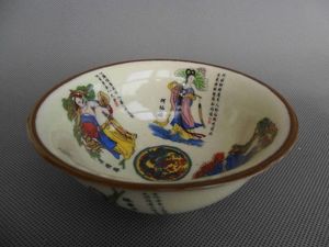 Delikat kinesiskt handarbete porslin Ancient 8 Immortal Bowl