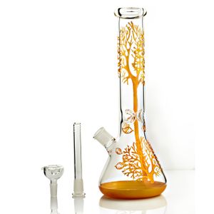 13.2 Inches hookahs Bong Golden Beaker Glass Bong with Downstem Heady Straight Tube Bongs Tree Oil Rigs Glass Recycler Free Shipping