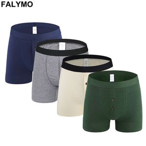 Homens Alongamento Sólido Boxer Shorts Sexy Mens Underwear Underpants confortável Bolge Bolge Bolsa Sexy Longo Panty Homens Boxers