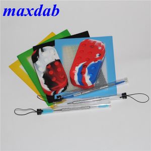 silicone wax container dabber oil dab tool jar kit with 14*11.5cm mat pad set for wax 61 containers jars