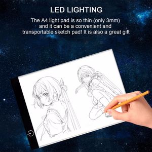 Freeshipping Portable A4 LED Light Box Drawing Sketch Pad Copy Board LED Light Pad Panel Copy board with USB Cable