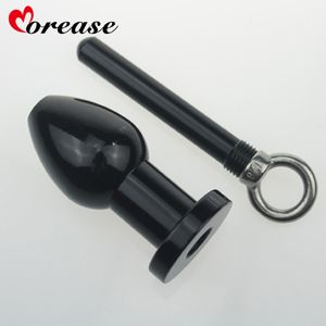 Morease metal inner hollow Anus beads balls flushable anal butt plug magnus enema syringe cleaning fetish sex adult toys Y18100802