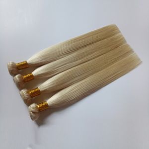 Wysokiej jakości Brazylijska Blondynka Proste Włosy Splot Mongolski Rosyjski Złoty Kolor może być farbowany Ludzki Remy Double Hair Weft Extensions