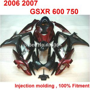 Injection molding fairing kit for SUZUKI GSXR600 GSXR750 2006 2007 red black fairings GSXR 600 750 06 07 RT44