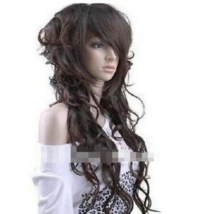 Free shipping+++ New Sexy long hair dark brown curly lady beautiful wig