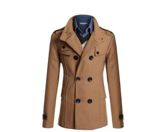 Neue Männer mischen Doppelbrust-Windschutzmantel-Männer lässig Kragen Trench Coat Design Slim Fit Office-Anzug Jacken Schichten