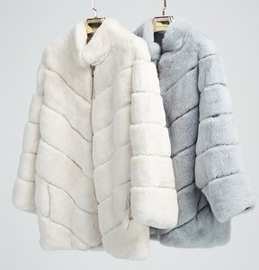 ヨーロッパとアメリカの女性の冬の服の毛皮のコートのハイト模倣ウサギの毛皮コートレディースオーバーコート