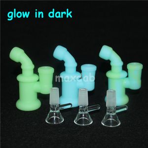 Wholesale silicone pipes dabs resale online - Hot glow in dark oil Rig Mini silicone Bongs Original Oil Rig Dabs silicon Water Pipes Rig Bongs small Hookahs