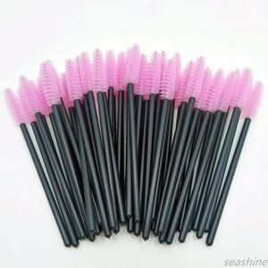 Sjötine 50 st / lot rosa disponibel mascara wands mini eyelash borstar mascara wand applikator micro spoolie penslar för ögon lash smink