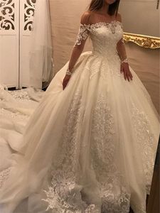 vestido de noiva Appliques Ball Gown Wedding Dress with Long Sleeve Princess Bridal Wedding Gowns Wedding Dresses robe de mariee Customed