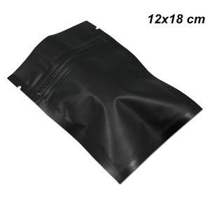 12x18 cm 100 Pcs Matte Resealable Calor Sealer Mylar Foil Bag Black Zipper Preparação Food Equipment folha de alumínio de embalagem Pouch para Snack