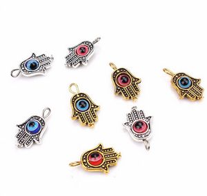 50Pcs Turkish Hamsa Hand Blue Evil Eye Charms pendant For Jewelry Making findings 19x12mm