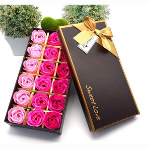 18pcs Artificial Flora Bath Soap Rose Flower Gift for Anniversary Birthday Wedding Valentine Day with Box