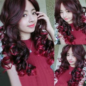 Long Borgonha Wig Cosplay Party Fashion Wig Curls Wave Hair Wigs