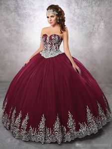 Cheap Bury Beaded Ball Gown Quinceanera Dresses Sweetheart Neckline Appliques Prom Gowns With Jacket Tulle Lace-Up Back Sweet 16 Dress