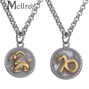 Mcllroy Anchor necklace Constellation Pendants Men Women Titanium Steel Couple Vintage Necklaces Long chain Statement fairy tail