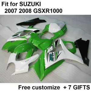 7 gifts fairing kit for Suzuki GSXR1000 07 08 white greeb fairings set GSXR1000 2007 2008 XC32