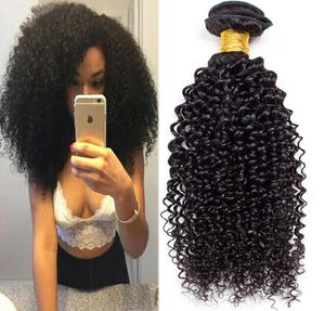 2018 Brasiliansk djupvåg Mänsklig hårbuntar Kinky Curly Weave Weft Peruvian Malaysian Indian Virgin Hair Deep Curly Hair Extension