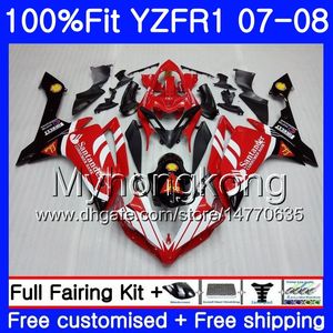 Injektionskropp för Yamaha YZF R 1 YZF 1000 YZFR1 07 08 227HM.24 YZF R1 07 08 YZF1000 YZF-1000 Santander Red Hot YZF-R1 2007 2008 Fairing Kit