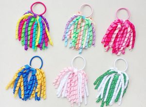 baby O A korker Ponytail various color Corker curly ribbons streamers Cheer hair bows with elastic hair rope Cheerleading hairbanPD002