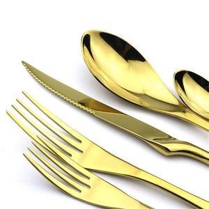 Новое прибытие блестящий золото 304 из нержавеющей стали Набор столовых приборов посуда набор столовых приборов столовые приборы вилка стейк нож посуда для 6