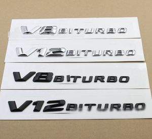 High Quality 3D ABS V12 V8 BITURBO Letter Emblem Badge Rear Side Car Sticker for Mercedes Benz AMG Mazda Chevrolet Skoda