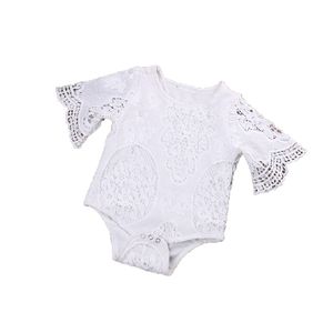 white color baby romper newborn babies lace jumpers toddler jumpersuit bat sleeve HaYi clthoes girls oufit