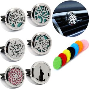 150+ Designs 30mm Aromaterapi Essential Oljediffusor Locket Svart Magnet Öppnande Bil Air Freshener med Vent Clip (Free 5 Felt Pads) B-9