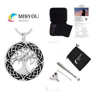 Partihandel Fashion Jewelry Cremation Jewelry Commemorative Family Pet Dog Bone - Black Box Graved Round Life Tree Necklace Pendant