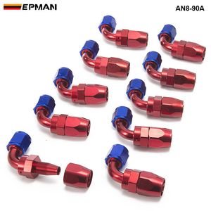 EPMAN -10PCS /セット90℃高性能AN8ホースエンドフィットアルミオイルクーラーホースフィッティングAN8-90A