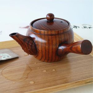 Wooden Teapot Japanese Style Tea Pot Vintage Kung Fu Set Long Handle Teapots With Strainer Tea Tool QW7178