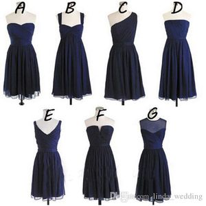 Navy Blue Short Bridesmaid Dress Cheap Chiffon Maid of Honor Dress For Junior Wedding Party Gown