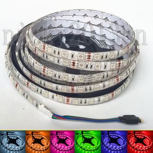 12V 24V 5050 RGB LED Flexible Strip Light Tape Ribbon String IP65 Waterproof Epoxy Resin 60LEDs/m Multiple Color Changing Double Layer for Cabinet Kitchen Celling