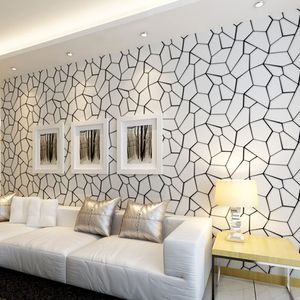 Siyah Beyaz Geometrik Desen dokunmamış Duvar Kağıdı Modern Sanat Tasarım Oturma Odası TV Arka Plan Duvar Kağıdı Yatak Odası Duvarları 3D Için