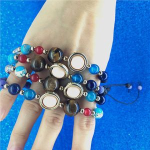 Universe Galaxy Planets Bead Armband Solar System Moon Star Natural Stone String Armband Essential Oil Diffuser Jewelry Will and Sandy