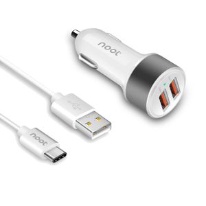 Ładowarka samochodowa do Samsung Galaxy S9/S9 Plus/Note 8/S8/S8 Plus-36W Qualcomm Quick Charge 3.0 2-portowa przejściówka USB z 3 stopami/stopami USB typu C do A