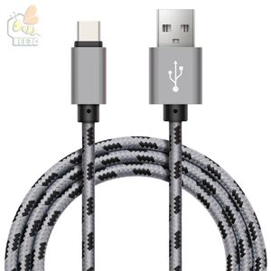 USB Type C-kabel 2A för Xiaomi Samsung S8 Note 8 2A Snabb laddningstyp-C Metall Nylon Braid Charger Al Por Mayor 1M/2M/3M 300st/Lot