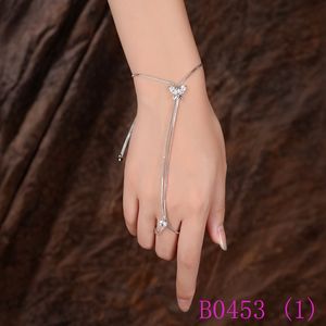 3pcs cristallo farfalla schiavo catena a maglie anelli per le donne polso da polso a mano argento gioielli fascino partito b0453