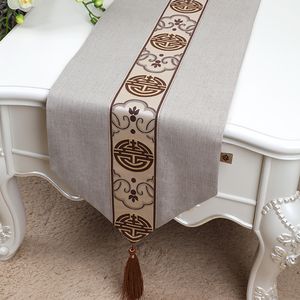 Senaste kinesiska spetsar bomullslinne bord löpare high end dekorativa rektangel soffbordduk klassisk matbord matta 180 x 33 cm