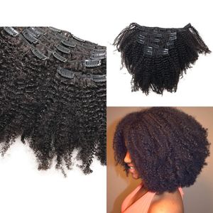 Top Quality Peruvian Kinky Curly Clip in Hair 100% Virgin Human Hair Natural Colour Extensions G-EASY