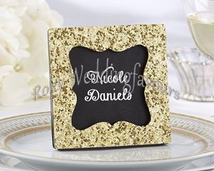 Spedizione gratuita 100PCS Gold Glitter Mini Photo Frame Place Card Holder Bomboniere Decorazioni per la tavola per feste Event Gift Bridal Shower Ideas