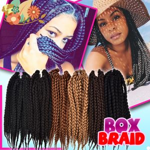 12 18 22 inch Extension Box Braids Crochet Braid 12 Strands Synthetic Burgundy Crochet Hair 1 pack/lot