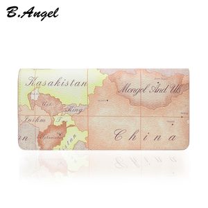 New hot white world map PVC retro wallet brand design buckle new ladies leather wallet ladies card holder long wallet