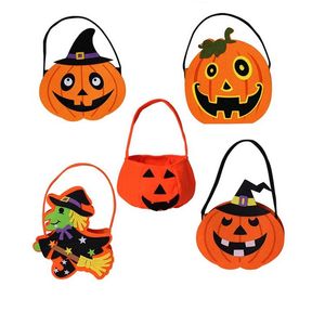 Halloween Diy Pumpkin Candy Bag Tote Bucket Basket Halloween Ornament Decor Props Party Festival Barn Kids Fun Presentväskor