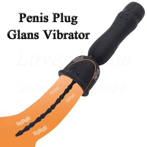 17 Prędkości USB Charge Gloge Vibrator Delay Lasting Trener Penis Plug Mężczyzna Masturbator Gay Uretral Sound Sex Zabawki dla mężczyzn Y18100802