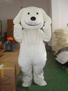 Hot 2018 Novo Profissional New White Puppy Dog Mascot Costume Tamanho adulto EMS Frete grátis