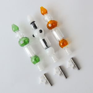 Partihandel 10mm glassamlare med GR2TITANIUM NAIL SET mini Glass Bong Oil Rig Recycler Dab Rig Rökningstillbehör