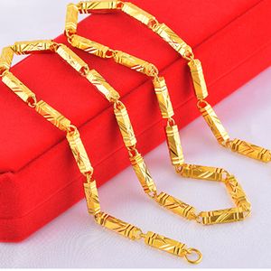 4mm/6mm Wide Geometry Solid Mens Neclace Classic Chain 18k Yellow Gold Filled Fashion Chain Link Gift